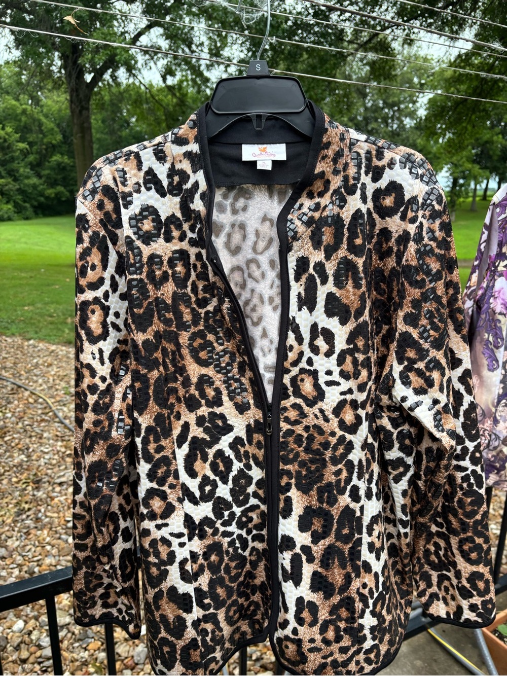 Quacker Factory Leopard Print Bomber Jacket - Brown & Black